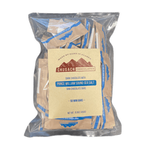 Load image into Gallery viewer, Bag of 25 or 50 or 100 Sea Salt Mini Chocolate Bars 2" x 1" - Chugach Chocolates